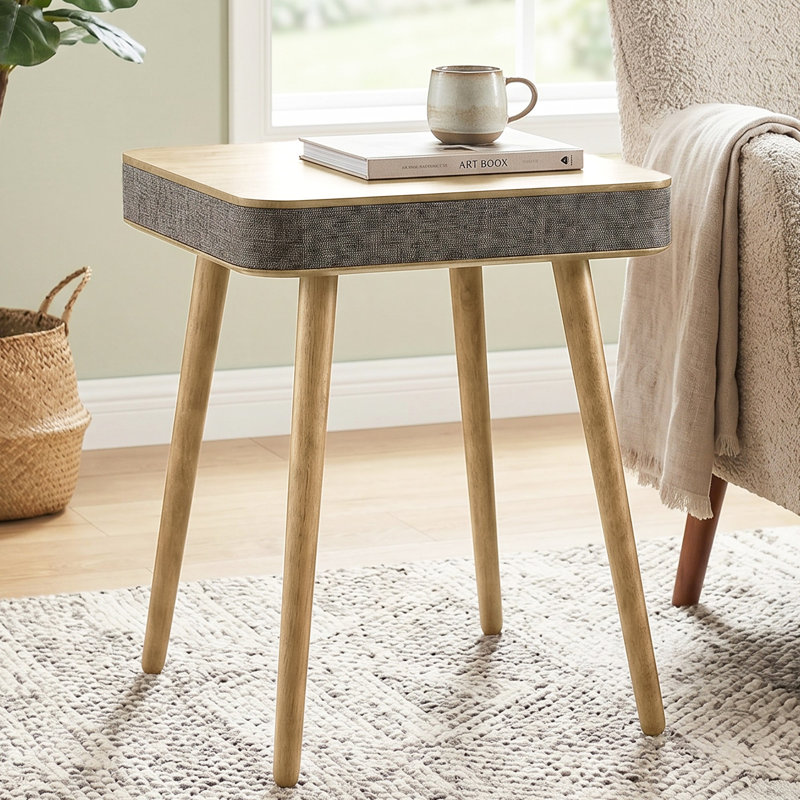 Modern Mart End Table With Bluetooth Speaker, Wireless Charge, 20"L×18"×20"H