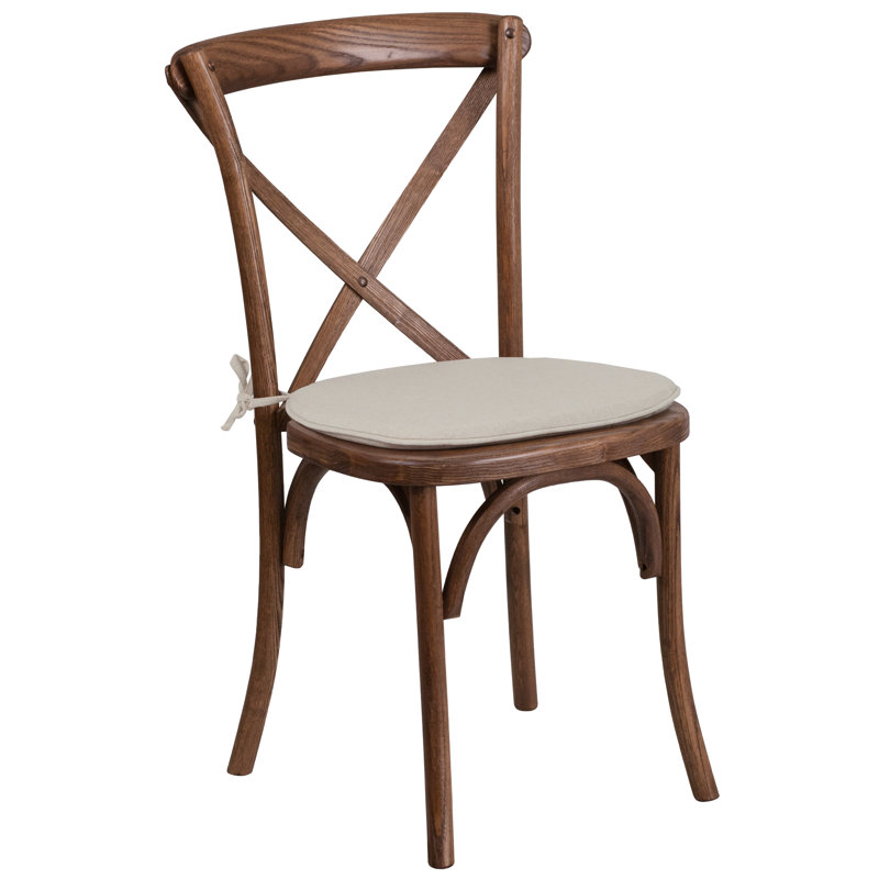 Chaise de bistro empilable à dossier croisé en bois avec coussin Aroust Series, Pacanier, 2