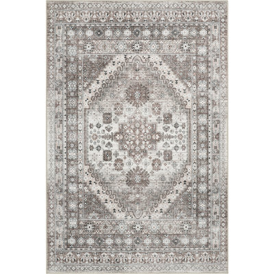 Medallion Non Slip Washable Rug(Brown)