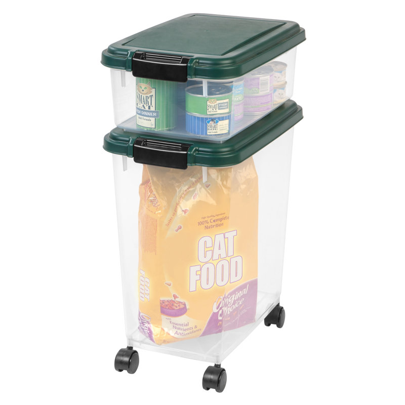 Green Airtight Plastic Pet Food Storage Container Combo with Scoop