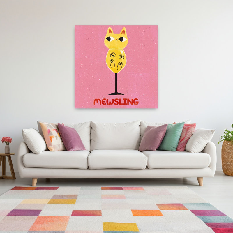 Art contemporain rétro, art de chat, H 48 po x l 48 po