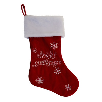 Season's Designs 2-in Red Merry Christmas Embroidered Stocking