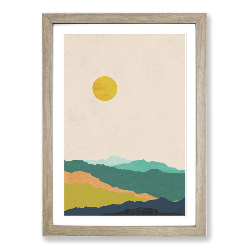 Nordic Minimalist Landscape No.1 - Picture Frame Graphic Art, 36cm H x 27cm W x 2cm D, Oak Framed