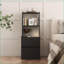 Table de chevet moderne moderne avec station de charge, rangement et veilleuse - noir-983732175