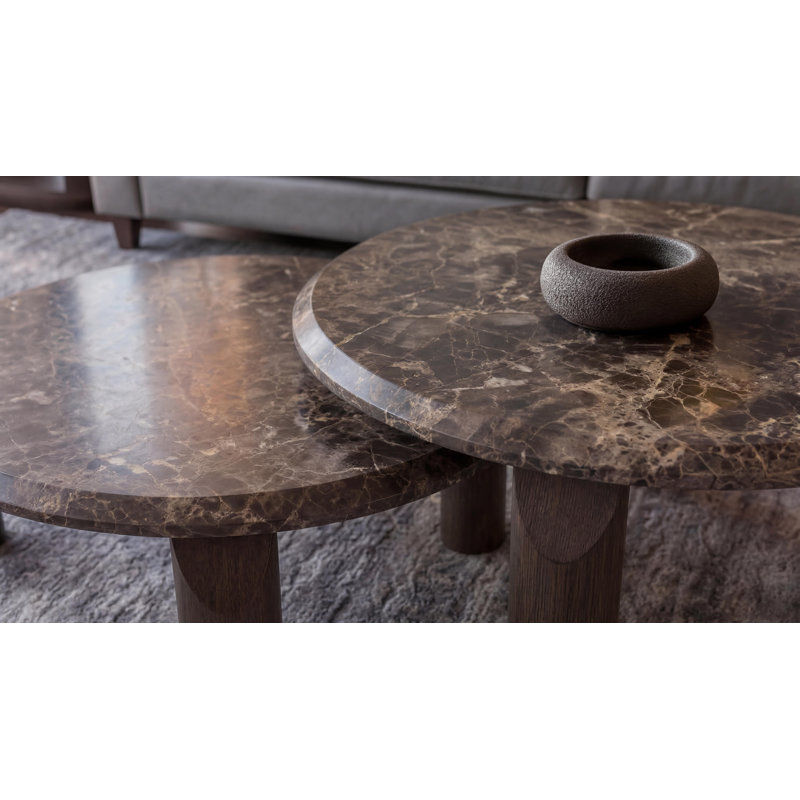 Vienna Marble Cocktail Table, Brown, Dark Emperador, 16"H x 40.25"L x 40.25"W