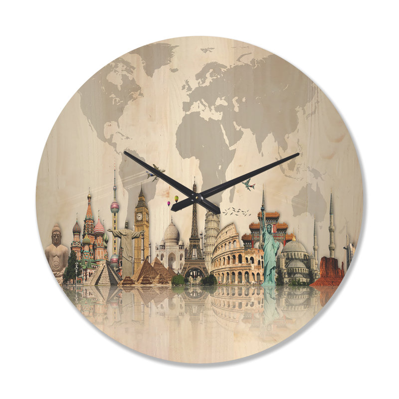 Horloge murale Monuments célèbres à travers le monde, Très grand