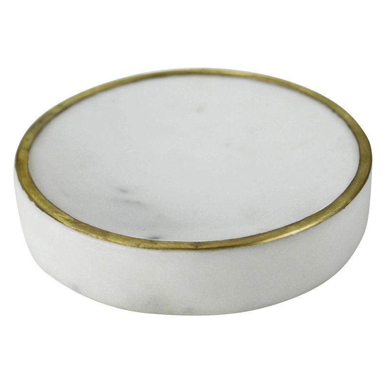 Harvi Brass Rim Marble Soap Dish