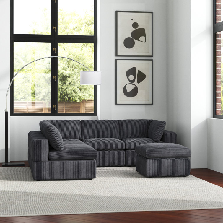 Arregui 108.5" Wide Symmetrical Modular Corner Sectional with Ottoman (Missing Pieces )