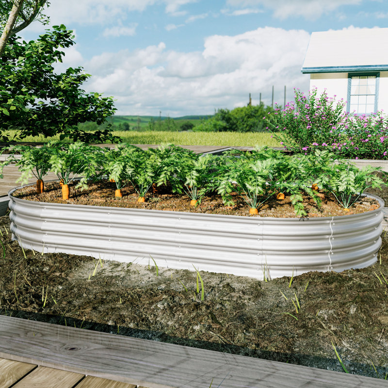 Raised Garden Bed Kit, Galvanized Planter Raised Garden Beds For Outdoor For Vegetables,Flowers &Herbs, 12" H x 48" W x 96" D