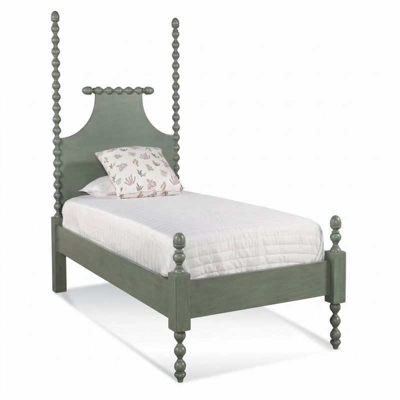 Emily Spindle Four Post Bed, Twin, Mineral