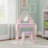 Teamson Kids Little Princess Pink Rapunzel Vanity With LED Illuminated Mirror