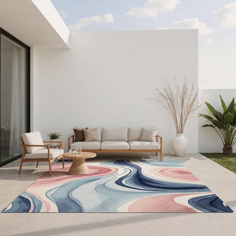 Tapis intérieur et extérieur Blossom Tide, Rectangle 1 pi 6 po x 2 pi 6 po
