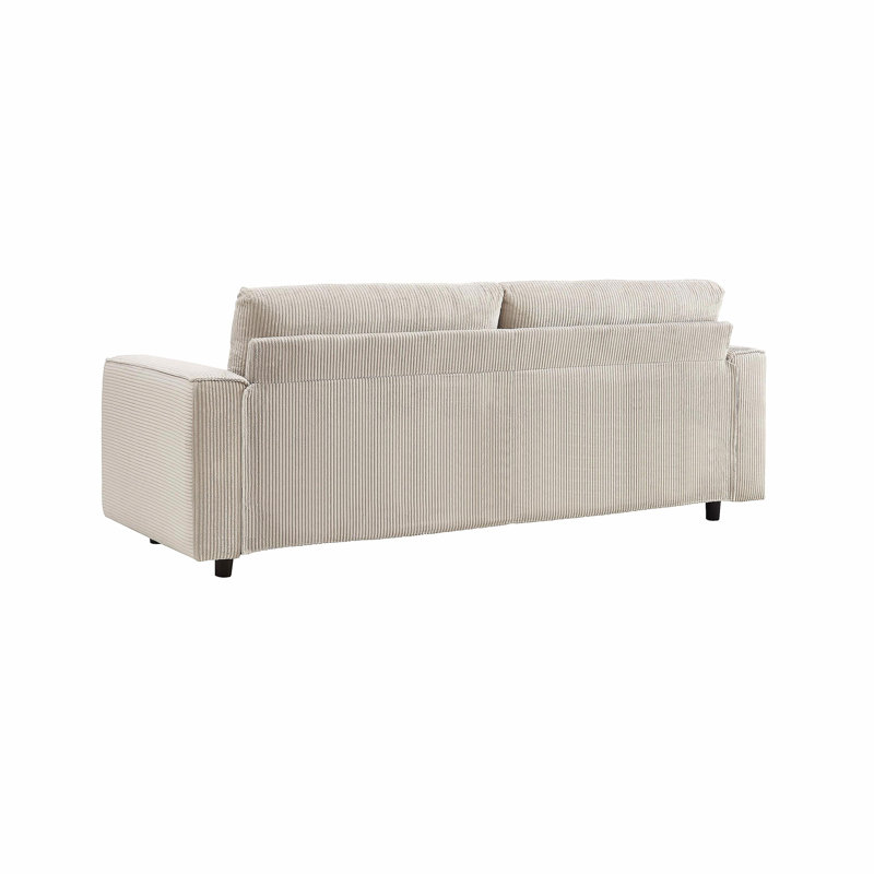 Canapé moderne en velours côtelé 3 places, H 33 po x l 86 po x P 32 po, Beige