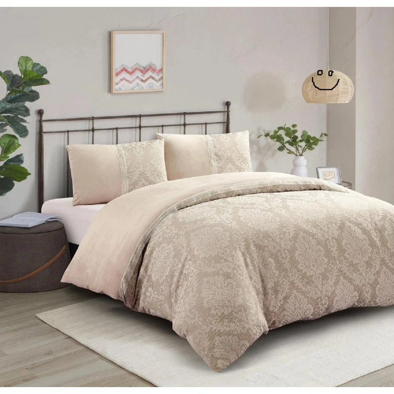 Bedding, Beige, Double Duvet Cover + 2 Pillowcases