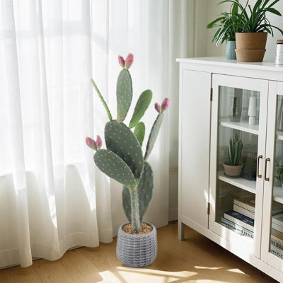42" Artificial Saguaro Cactus in Pot, Realistic Fake Desert Plant for Indoor Outdoor Home Office Decor