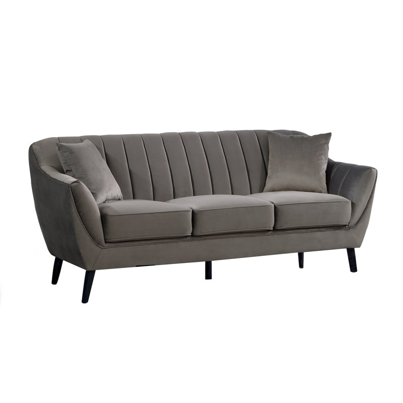 Canapé avec 2 coussins, velours gris anthracite