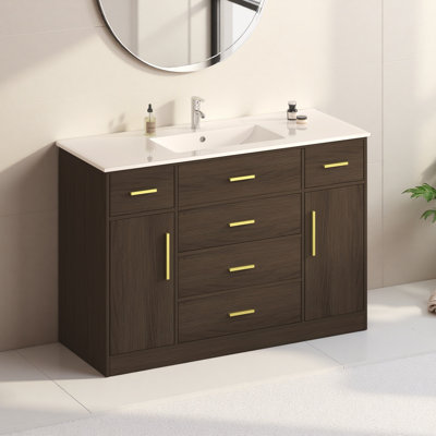 48"Bathroom Vanity. Abundant Storage Cabinet -2 Soft Close Doors And 6 Drawers