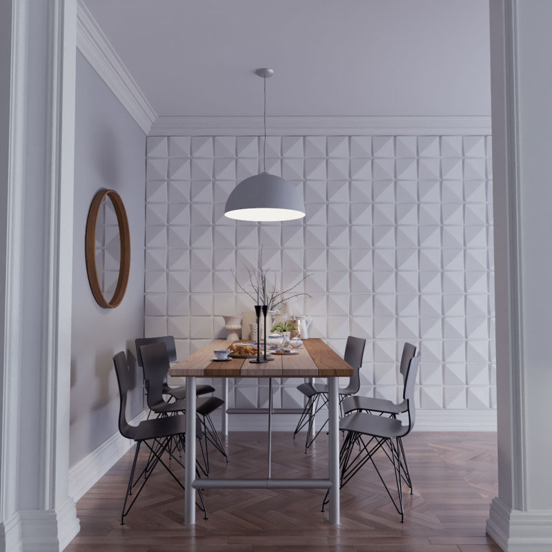 White PVC 3D Decorative Wall Panels 19 5/8" x 19 5/8" (10-Pack)