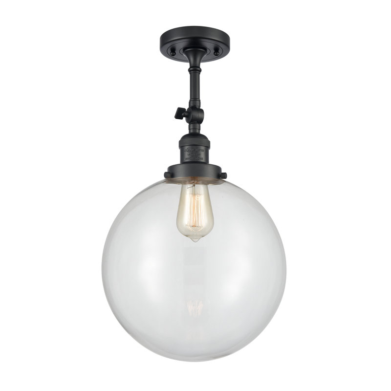 Plafonnier semi-encastré 1 lumière 12 "ciacchi, Transparent, DEL, Noir mat
