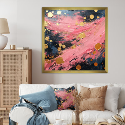 "Réjouir dans l'amour", rose et or, peinture abstraite