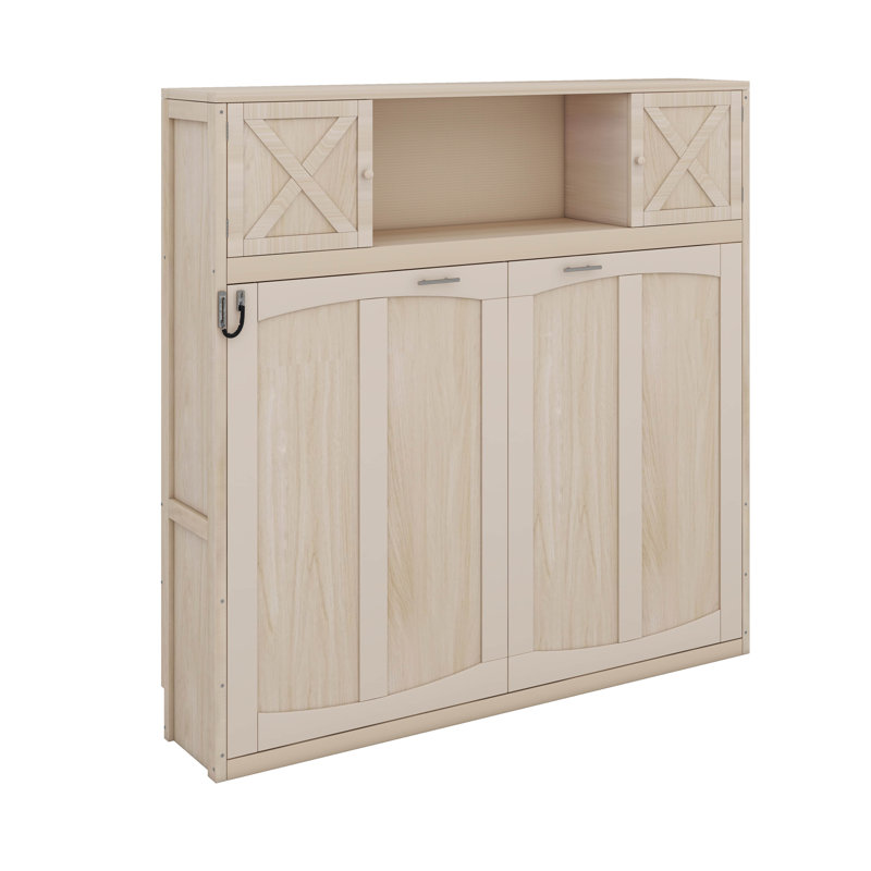 Lit escamotable avec armoires de rangement, Beige