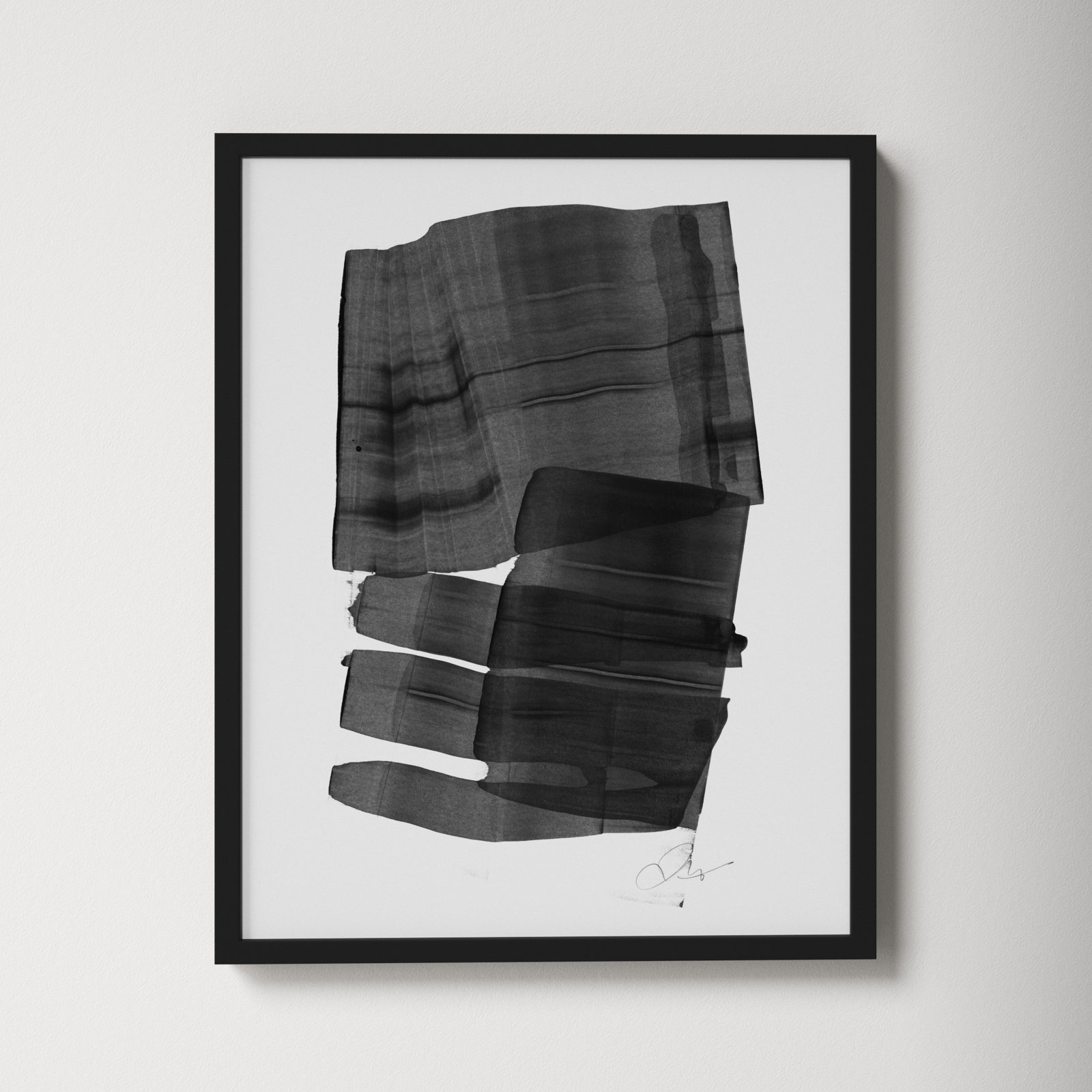 Brushstroke 5 by Jacques Pilon, 20" H x 16" W x 1.25" D, Black
