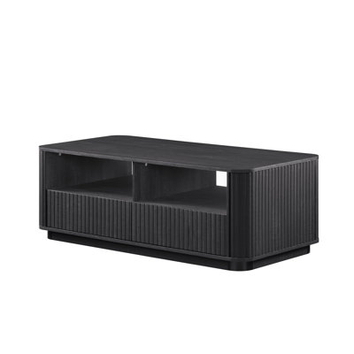52"W Fluted Coffee Table with Open Shelf and 2 Drawers