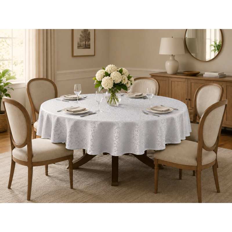 Nappe florale ronde, Argent, 70 po x 70 po