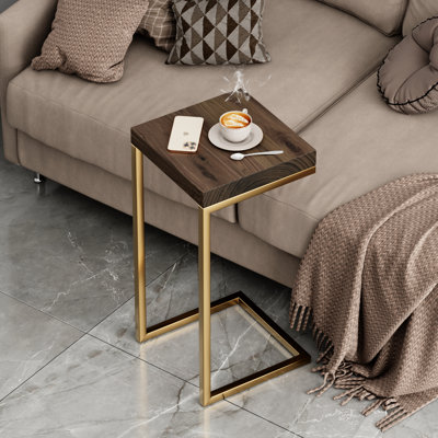 Table d'appoint en forme de C rustique