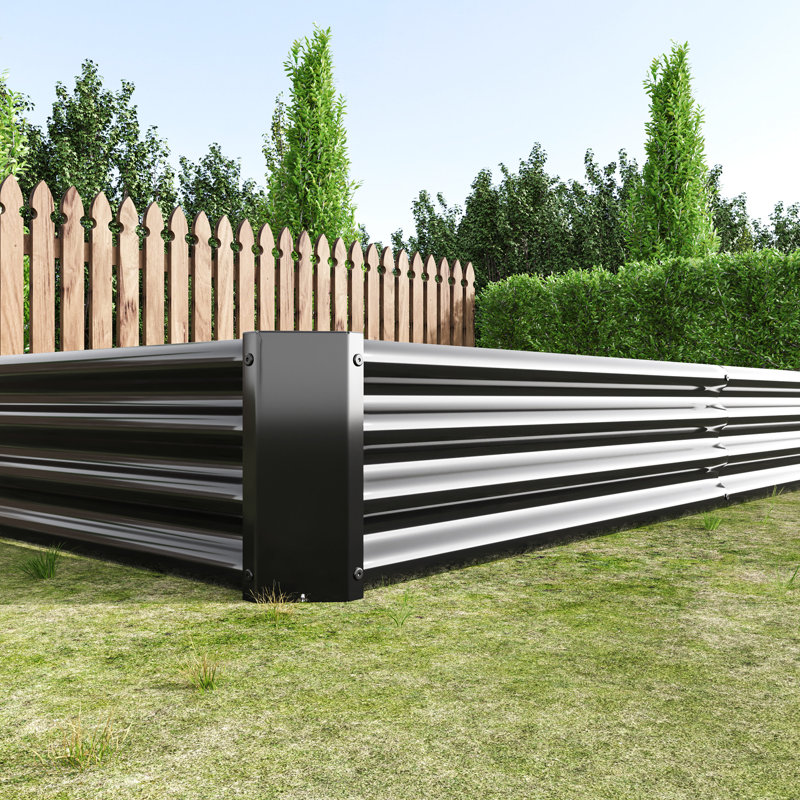 Vincenzia 7.6' L X3.7' W X0.98' H Metal Raised Bed, Black, Suitable For Various Garden Plants Large 7.6X3.7X0.98Ft, Black Herb Gardens