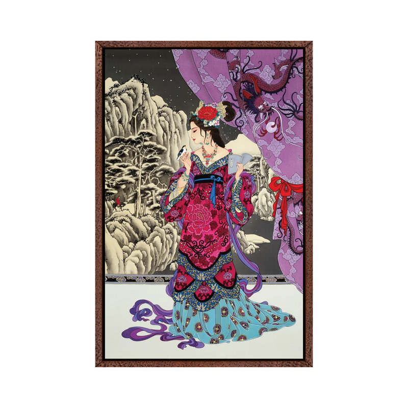 Black Jade 1 Piece Painting on Canvas, 101.6 cm H x 66.04 cm W, Classic Brown Wood Framed
