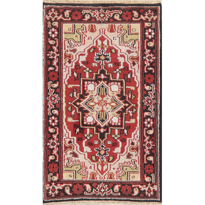 Tapis traditionnel rouge à motif géométrique 3x5