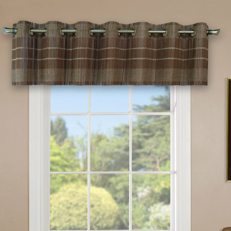 Walnut Bamboo Grommet Top Light-Filtering Valance, 72" x 12"
