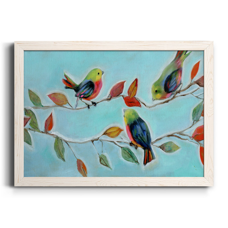 Bitty Birds II - peinture sur toile encadrée, H 31,5 po x l 23,5 po x P 1,5 po, Blanc
