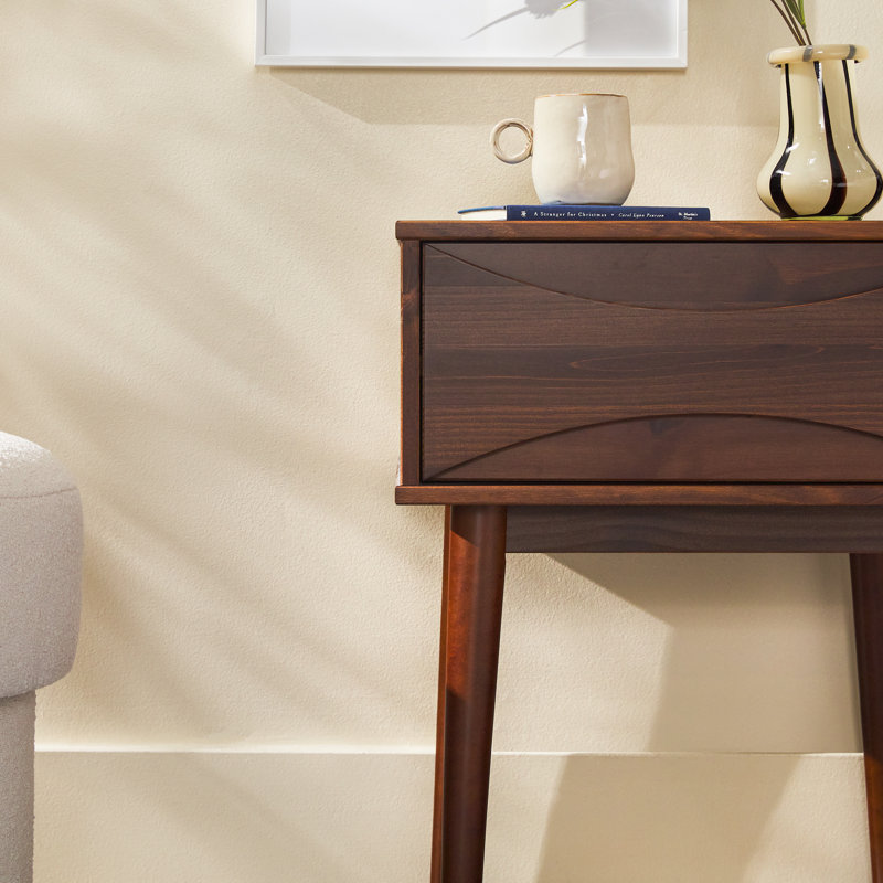 Amoakuh 1-Drawer Solid Wood Nightstand, Walnut