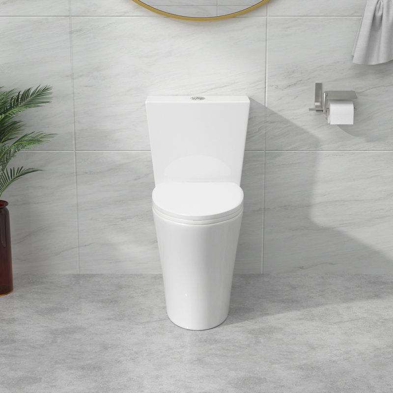 Toilette moderne en céramique une pièce à double chasse 1,1 / 1,6 GPF avec siphonique allongé blanc brillant