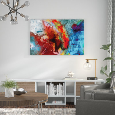 « Colorful Marble Abstract », reproduction de peinture à l'aquarelle sur toile tendue