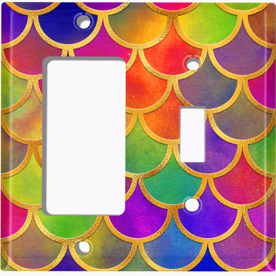 Metal Light Switch Plate Outlet Cover (Mermaid Pink Scale  - Single Rocker Single Toggle)