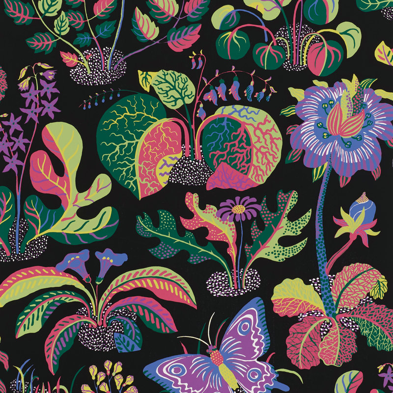 Papier peint papillon exotique, Noir