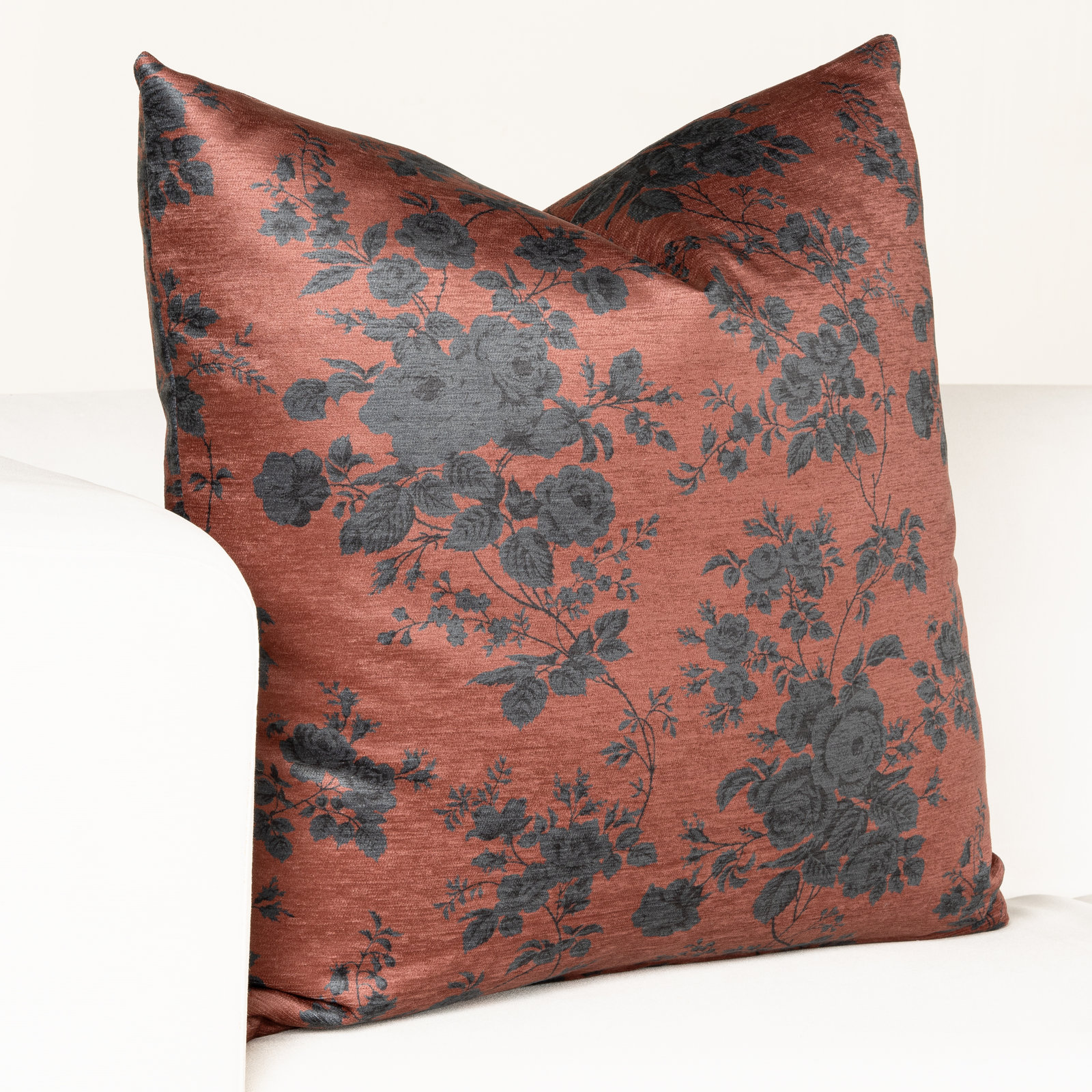 Mayfair Meadow  Throw Pillow, Rust, 20" x 20", Polyfill