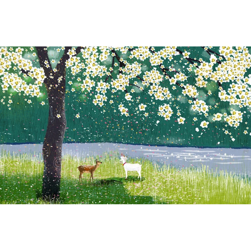 Forest Peach Blossom Paintable Wall Mural, 6.25' L x 9.33' W