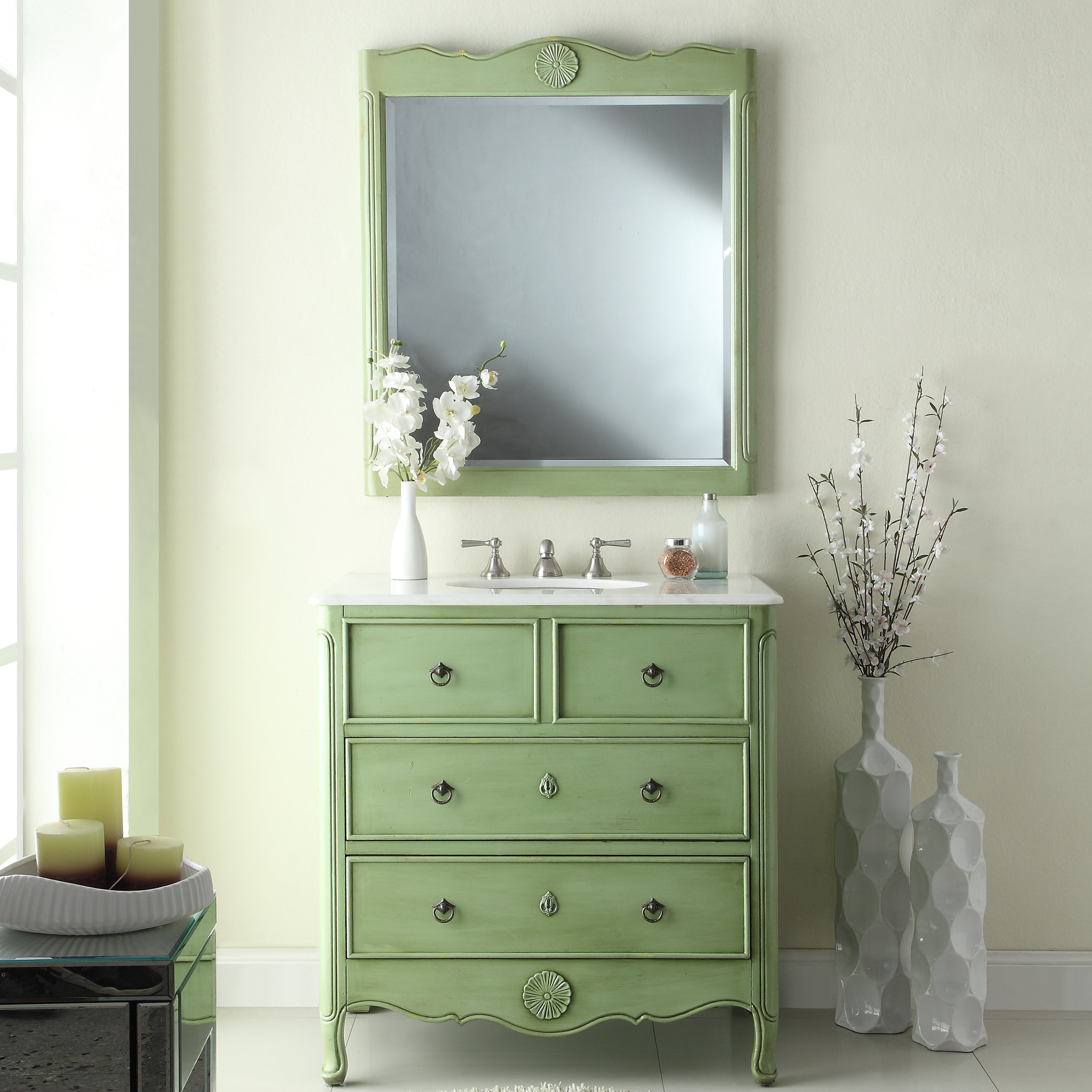 Ophelia & Co. Nallely 34'' Single Bathroom Vanity with Marble Top with