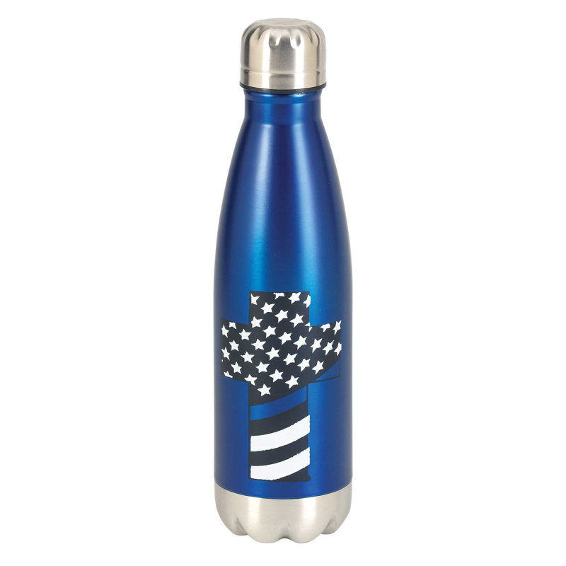 Bouteille d'eau isotherme 17 oz Patriotic Cross, Bleu