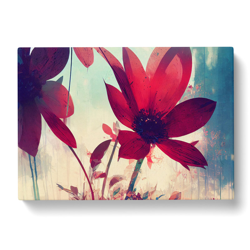 Grand Modern Flowers Abstract - Wrapped Canvas, 40cm H x 60cm W x 3cm D