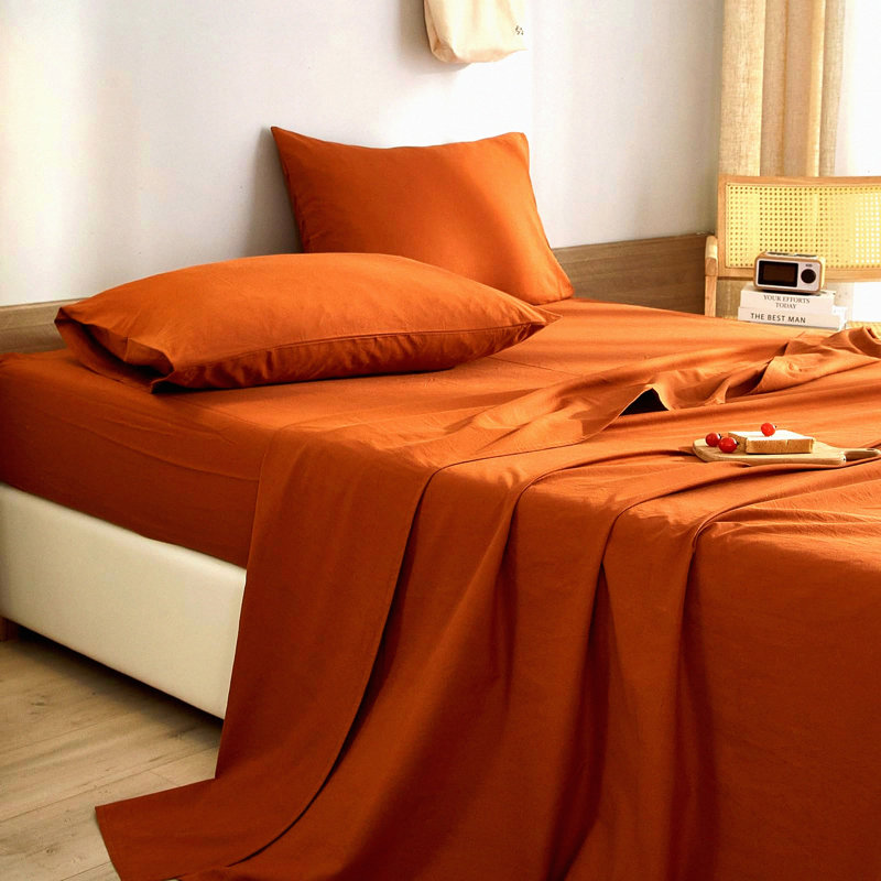 Rustic Bed Sheets Set - Deep Pocket Microfiber Cooling Bedding with Pillowcases - Soft Washed Easy Fit Solid Rust Color Sheets