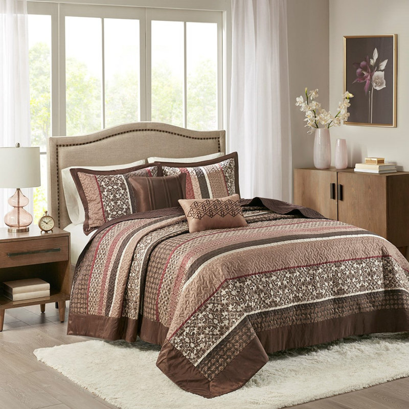 Couvre-lit luxueux réversible en jacquard rouge luxueux Madison Park