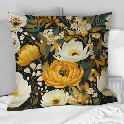 Yellow Bohemian Bliss Floral Pattern I - Floral Printed Throw Pillow