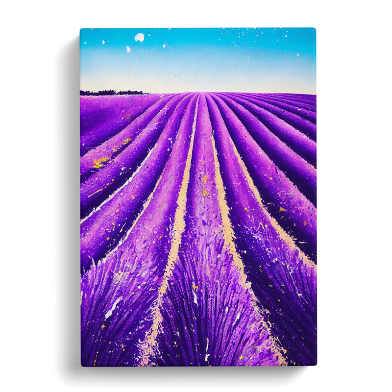 Lavender Field Splatter Vol.2 - Wrapped Canvas, 76cm H x 50cm W x 3cm D