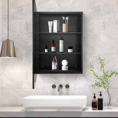 Armoire à pharmacie 16 x 24 pouces à fixation murale ou encastrée pour salle de bain ou salon encastré