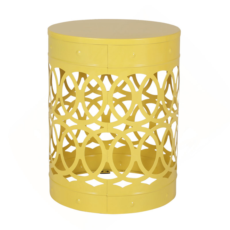Grande table de bout d'extérieur en métal, Jaune
